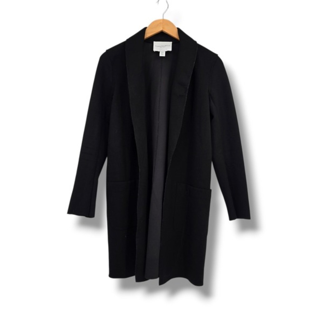 Carolina Belle Montreal Womens Small Black Open Front Cardigan Coat Shawl Collar
